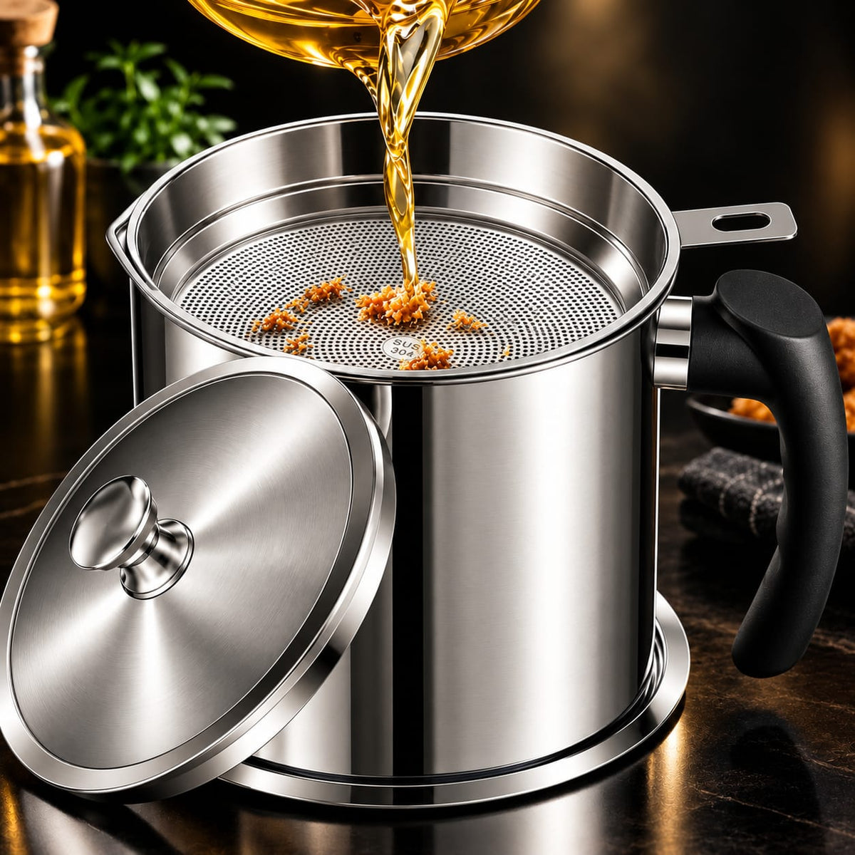 Stainless Steel Oil Filtering & Storage Container